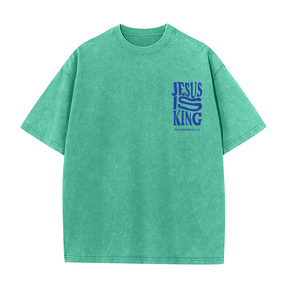 Christianartworkshop Jesus Is King Graphic Unisex Washed T-Shirt - image 14