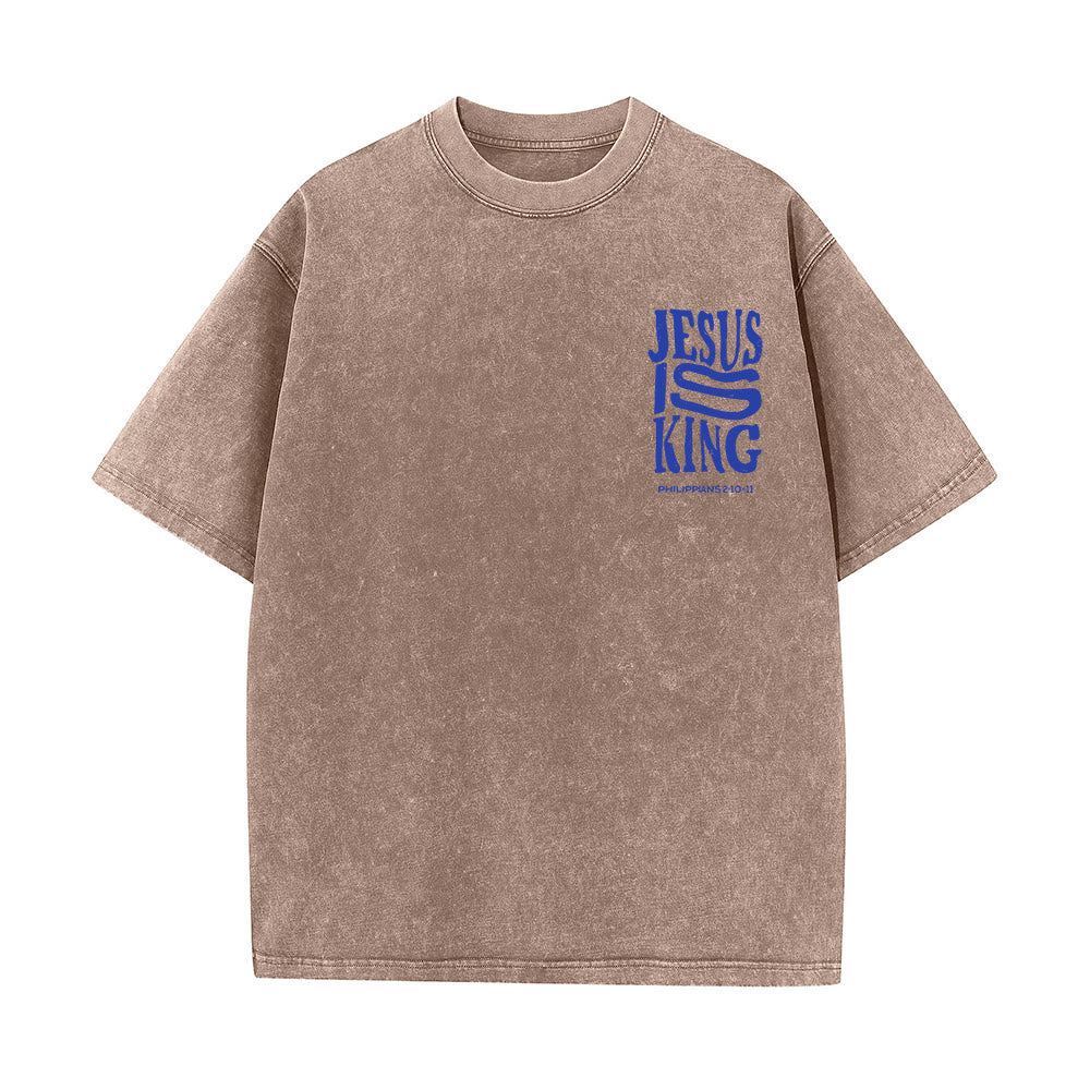 Christianartworkshop Jesus Is King Graphic Unisex Washed T-Shirt - image 7