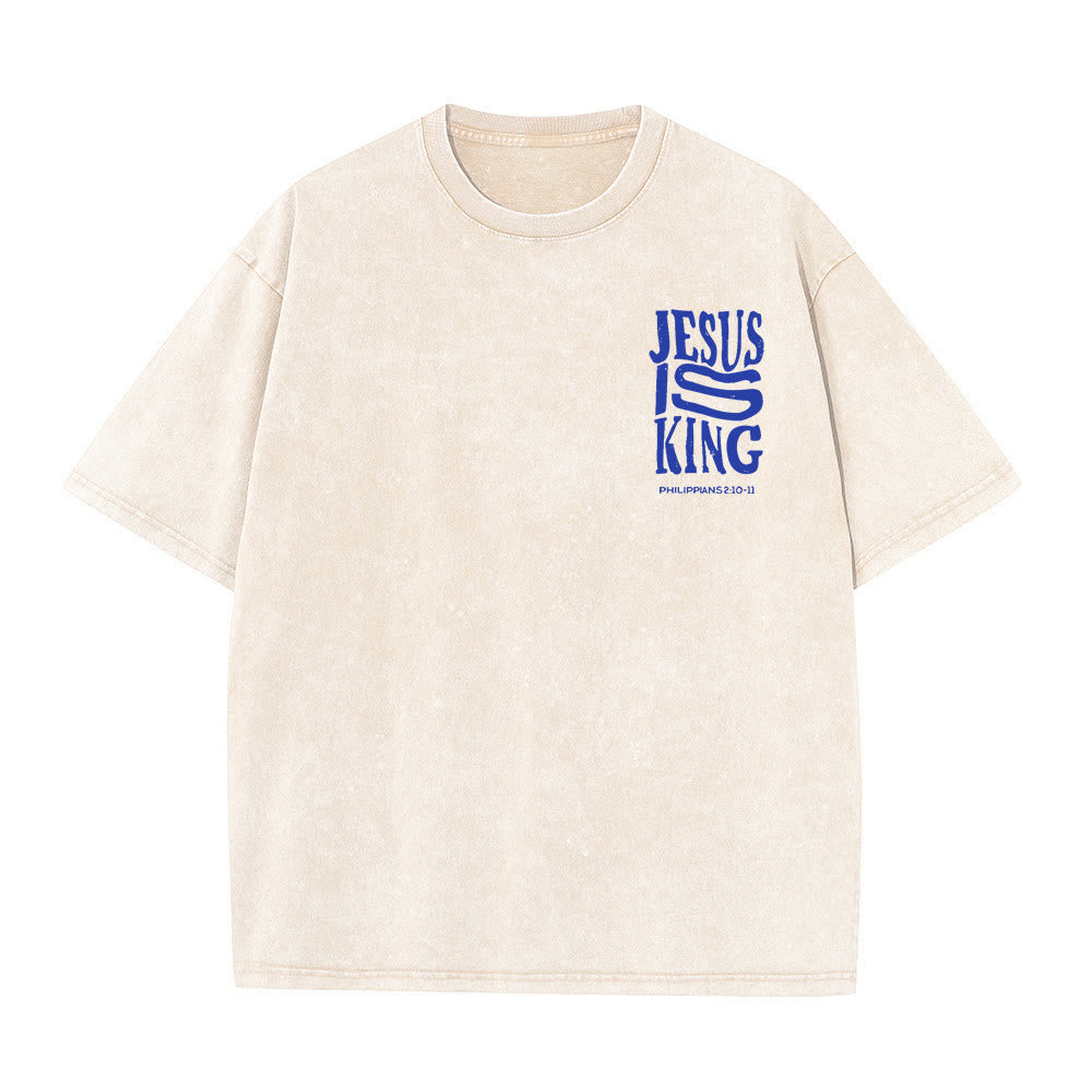 Christianartworkshop Jesus Is King Graphic Unisex Washed T-Shirt - image 1