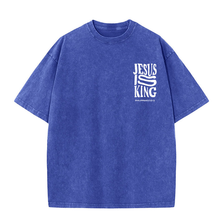 Christianartworkshop Jesus Is King Graphic Unisex Washed T-Shirt - image 10
