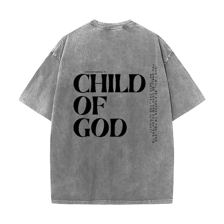 Christianartworkshop Child of God Graphic Unisex Washed T-Shirt - Grey - 5XL - image 4