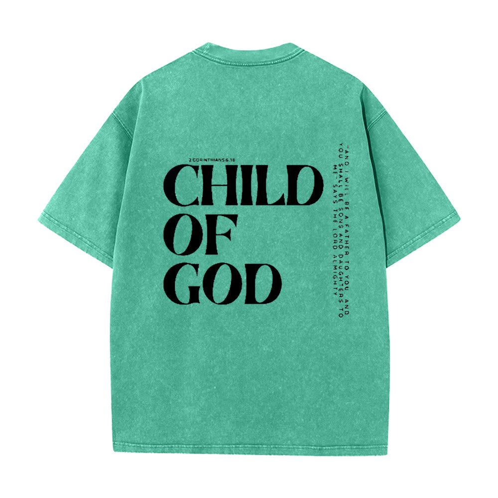 Christianartworkshop Child of God Graphic Unisex Washed T-Shirt - Green - 5XL - image 12
