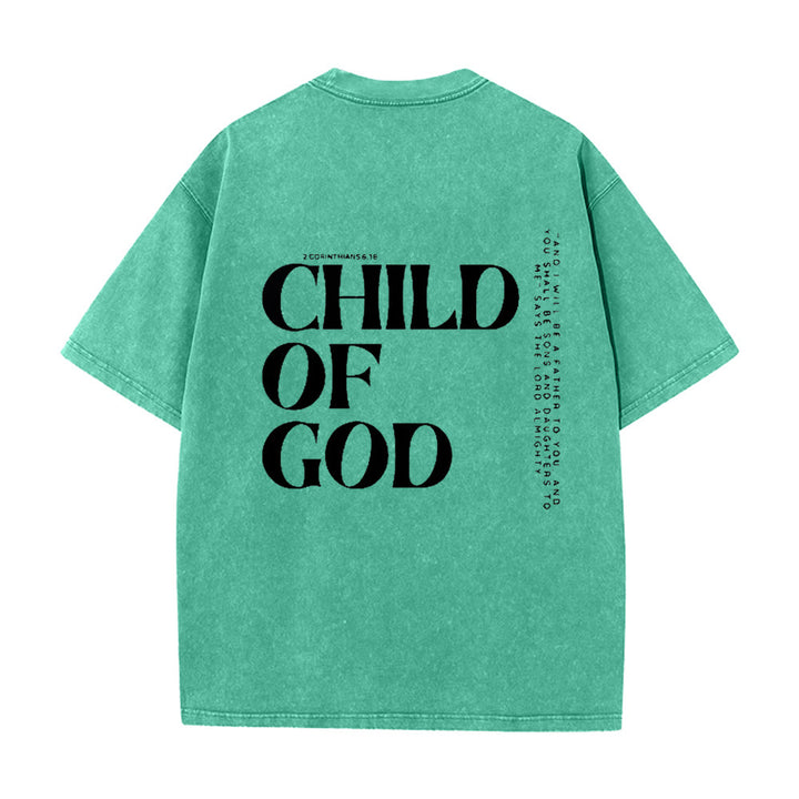 Christianartworkshop Child of God Graphic Unisex Washed T-Shirt - Green - 5XL - image 12