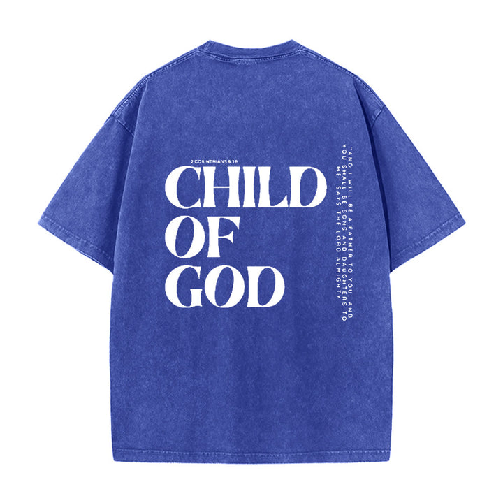 Christianartworkshop Child of God Graphic Unisex Washed T-Shirt - Blue - 5XL - image 8
