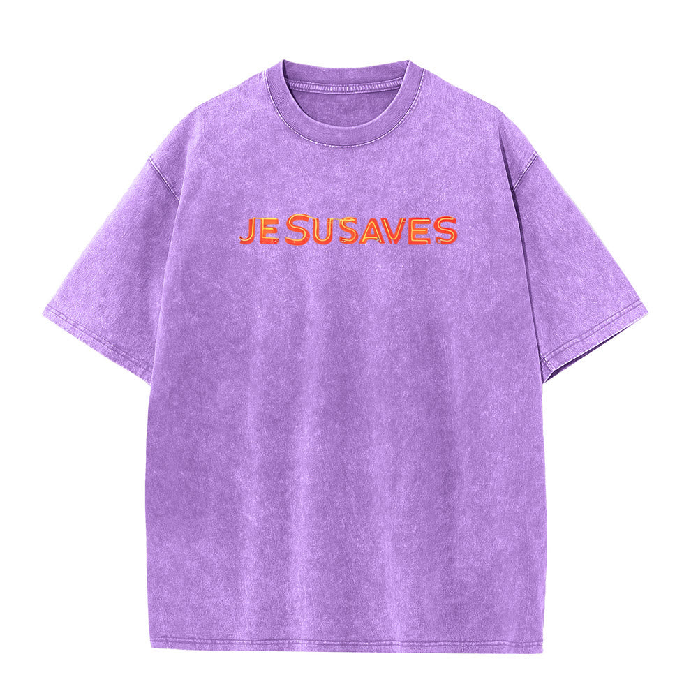 Christianartworkshop Jesus Saves Cross Graphic Unisex Washed T-Shirt - image 16