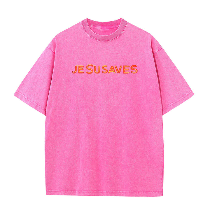 Christianartworkshop Jesus Saves Cross Graphic Unisex Washed T-Shirt - image 11