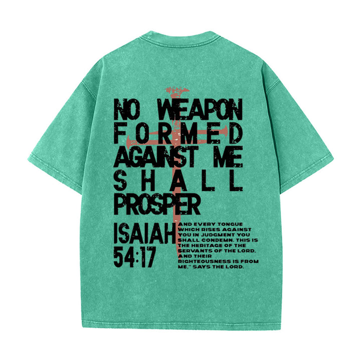 Christianartworkshop No Weapon Formed Against Me Graphic Unisex Washed T-Shirt - Green - 5XL - image 14