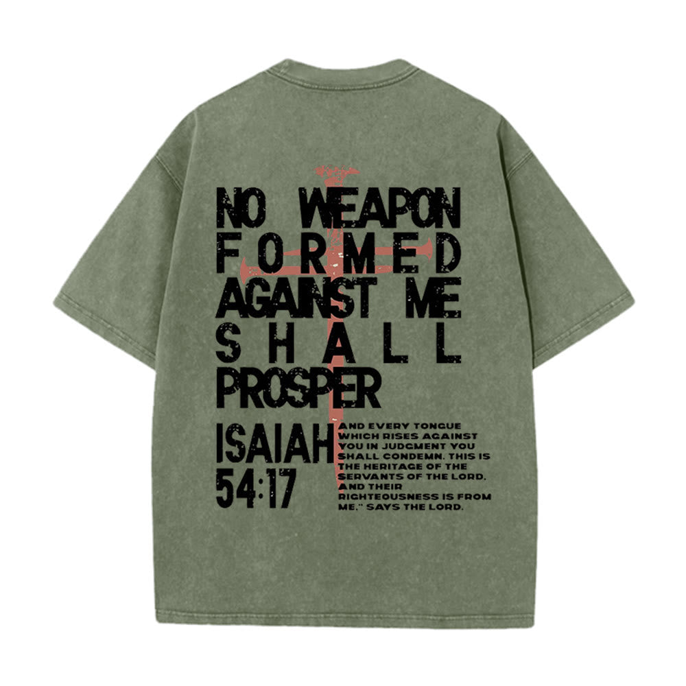 Christianartworkshop No Weapon Formed Against Me Graphic Unisex Washed T-Shirt - Army Green - 5XL - image 16
