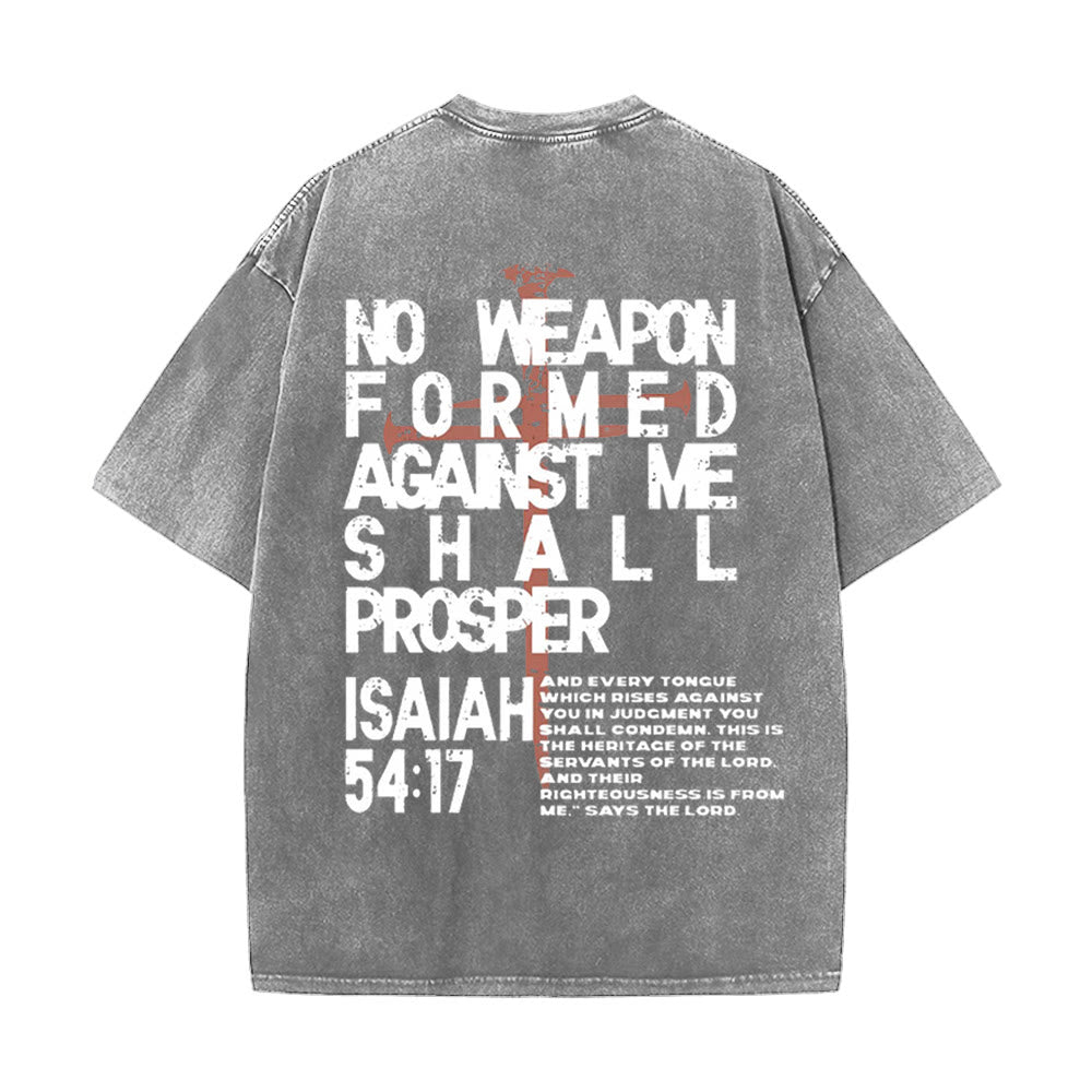 Christianartworkshop No Weapon Formed Against Me Graphic Unisex Washed T-Shirt - Grey - 5XL - image 5