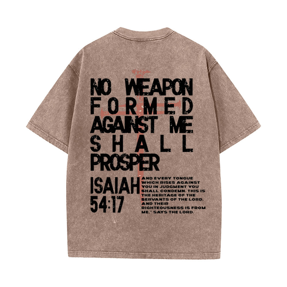 Christianartworkshop No Weapon Formed Against Me Graphic Unisex Washed T-Shirt - Brown - 5XL - image 7