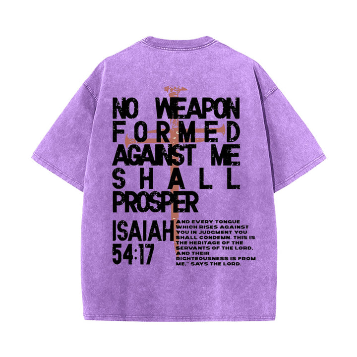 Christianartworkshop No Weapon Formed Against Me Graphic Unisex Washed T-Shirt - Purple - 5XL - image 18