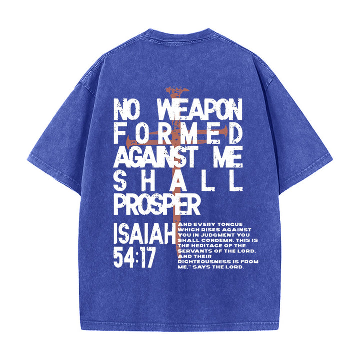 Christianartworkshop No Weapon Formed Against Me Graphic Unisex Washed T-Shirt - Blue - 5XL - image 10
