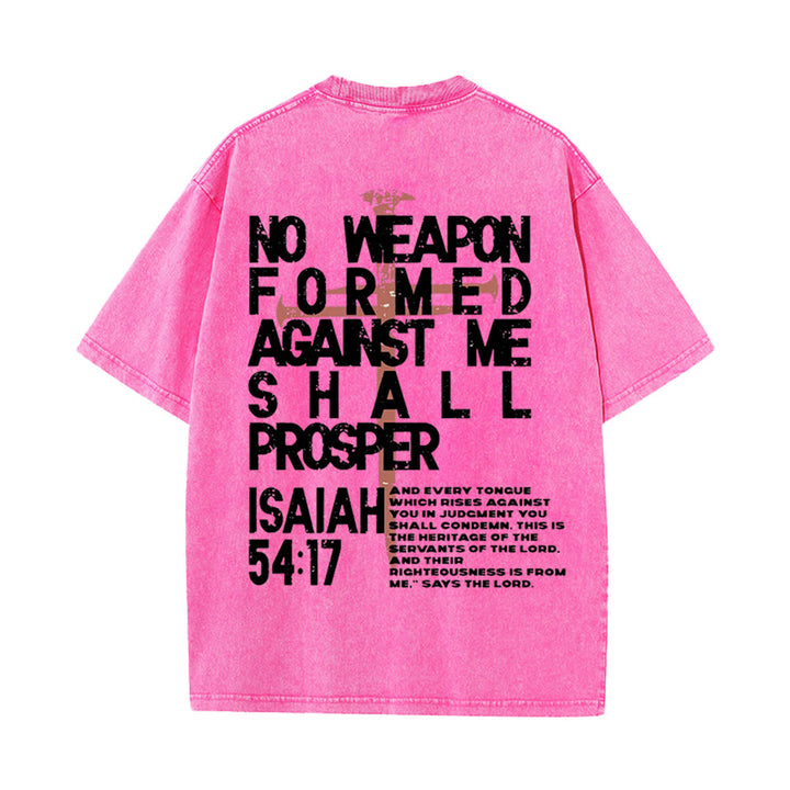 Christianartworkshop No Weapon Formed Against Me Graphic Unisex Washed T-Shirt - Pink - 5XL - image 11