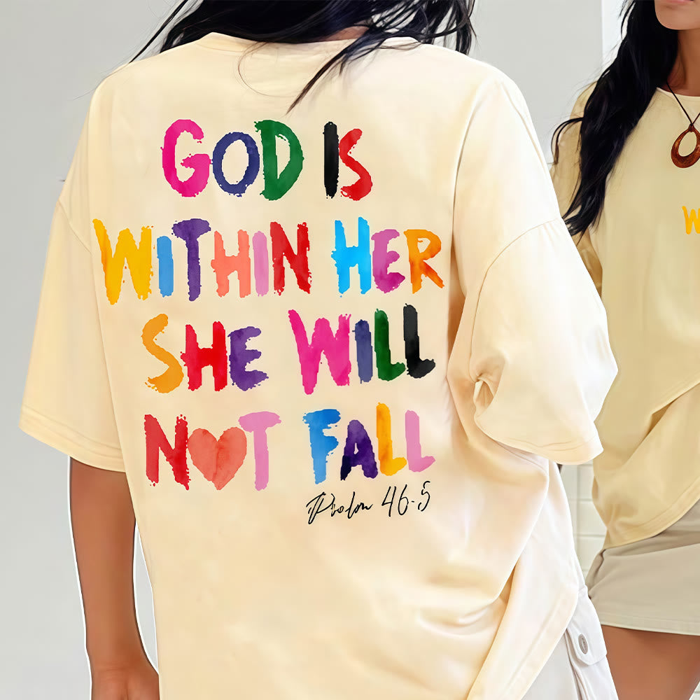 Christianartworkshop God Is Within Her She Will Not Fall Unisex Washed T-shirt - image 2