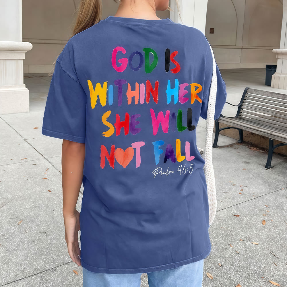 Christianartworkshop God Is Within Her She Will Not Fall Unisex Washed T-shirt - image 9