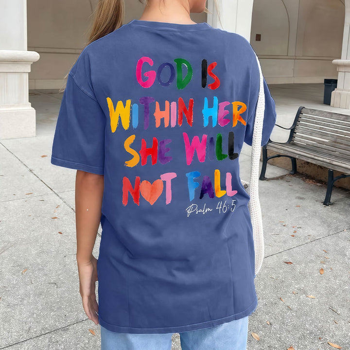 Christianartworkshop God Is Within Her She Will Not Fall Unisex Washed T-shirt - image 8