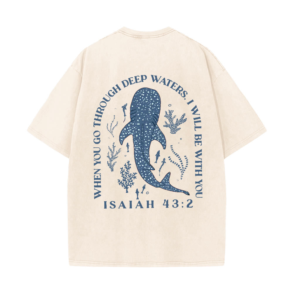 Christianartworkshop I Will Be With You Double Sided Unisex Washed T-shirt - Apricot - 5XL - image 5