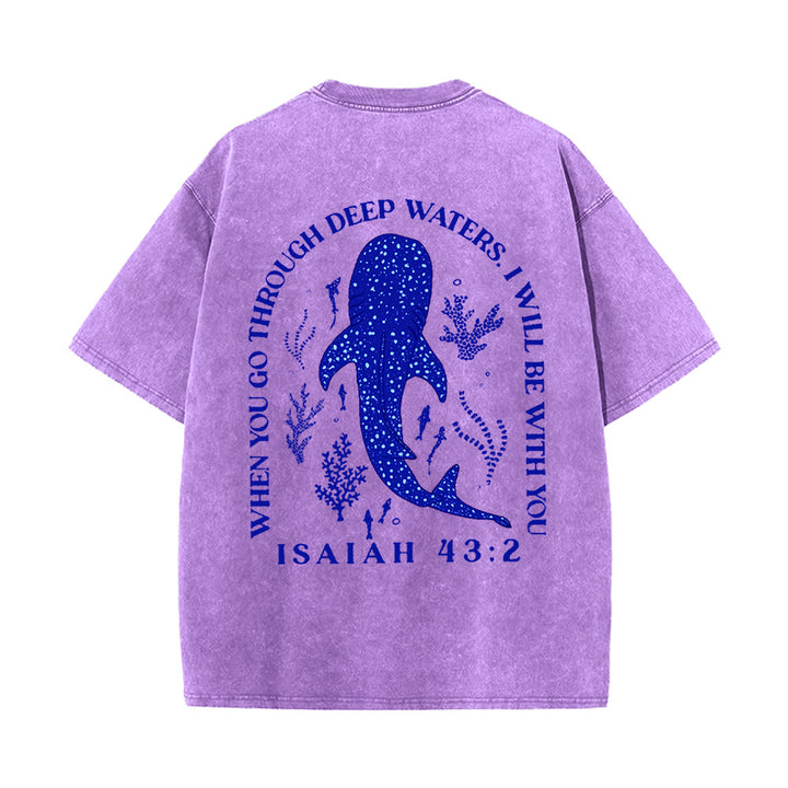 Christianartworkshop I Will Be With You Double Sided Unisex Washed T-shirt - Purple - 5XL - image 14