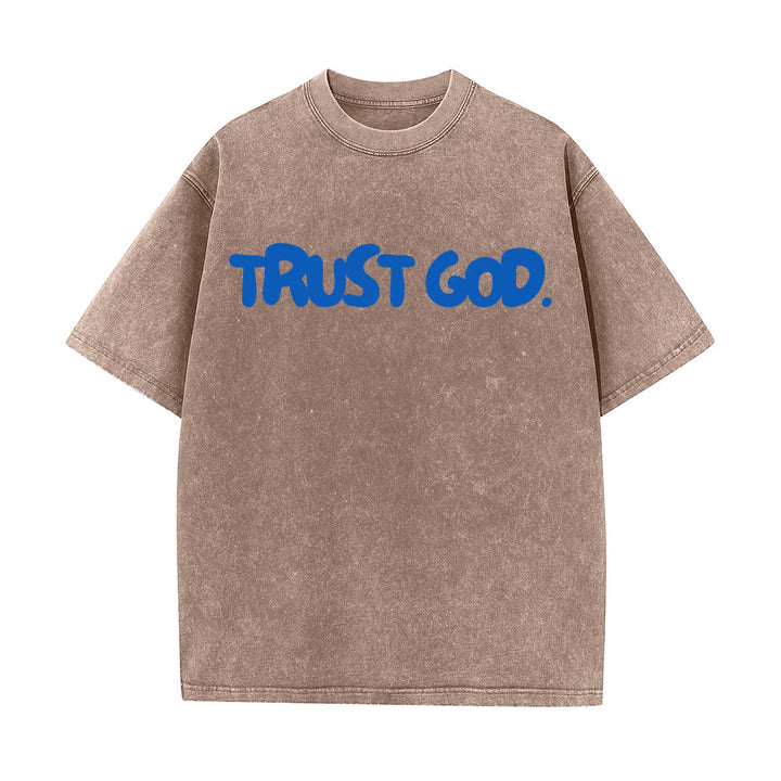 Christianartworkshop Trust In God Unisex Washed T-Shirt - Coffee - 5XL - image 10
