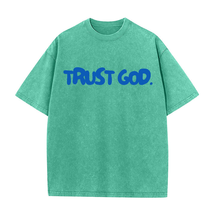 Christianartworkshop Trust In God Unisex Washed T-Shirt - Green - 5XL - image 5