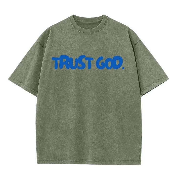 Christianartworkshop Trust In God Unisex Washed T-Shirt - Army Green - 5XL - image 6