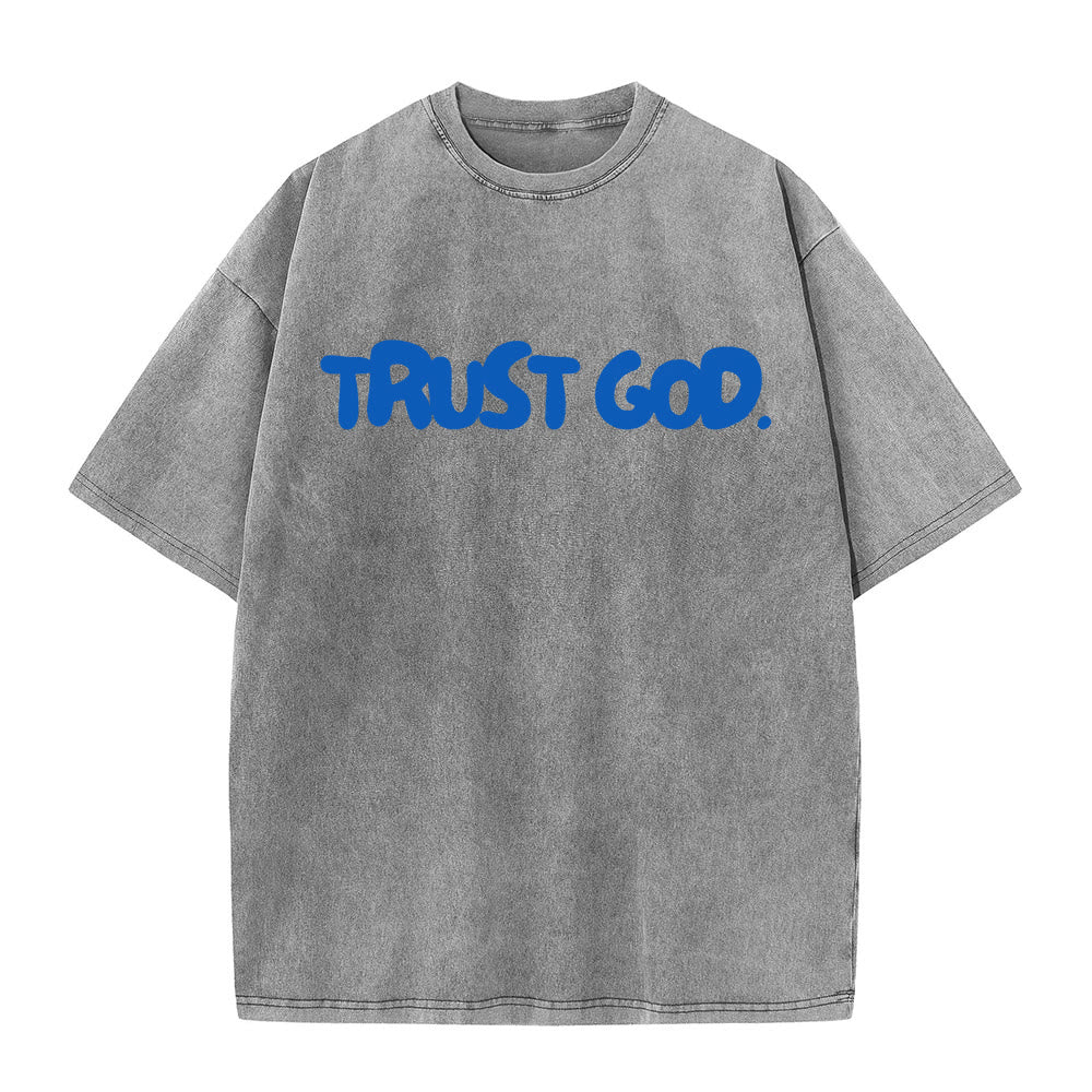 Christianartworkshop Trust In God Unisex Washed T-Shirt - Grey - 5XL - image 4