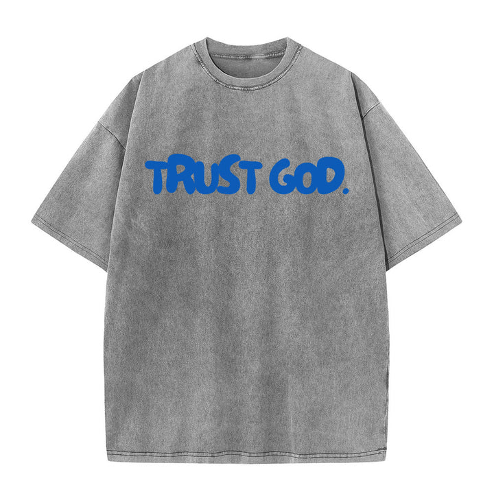 Christianartworkshop Trust In God Unisex Washed T-Shirt - Grey - 5XL - image 4