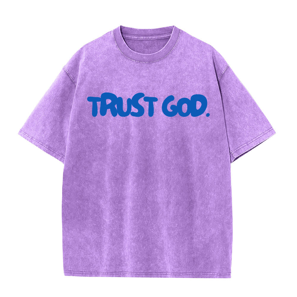 Christianartworkshop Trust In God Unisex Washed T-Shirt - Purple - 5XL - image 8