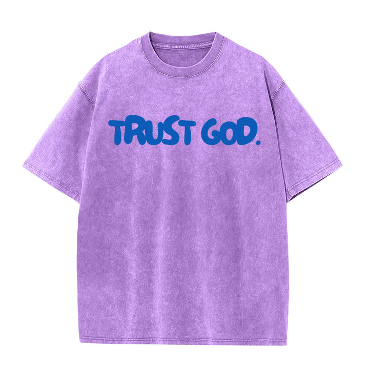 Christianartworkshop Trust In God Unisex Washed T-Shirt - Purple - 5XL - image 8