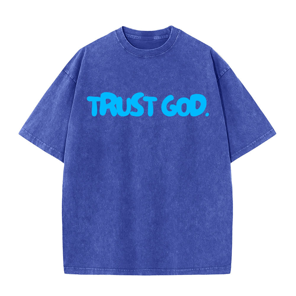 Christianartworkshop Trust In God Unisex Washed T-Shirt - Blue - 5XL - image 9