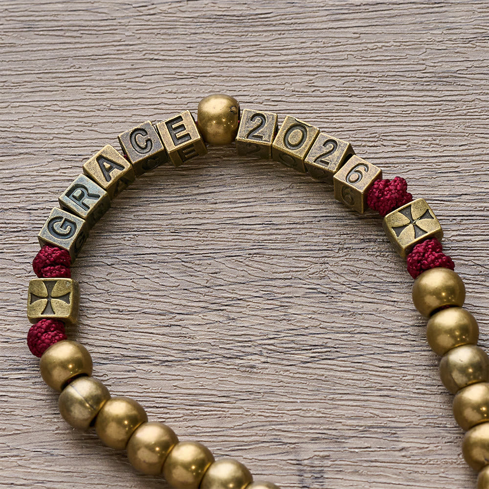 Christianartworkshop Grace & Year Bronze Red St. Benedict Rosary: 2026 Commemorative Beads with Custom Initials - image 8