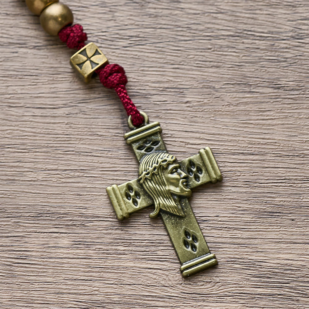 Christianartworkshop Grace & Year Bronze Red St. Benedict Rosary: 2026 Commemorative Beads with Custom Initials - image 2