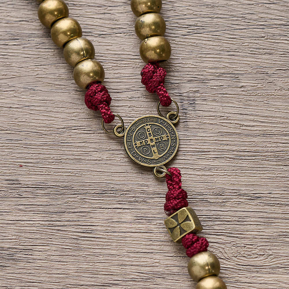 Christianartworkshop Grace & Year Bronze Red St. Benedict Rosary: 2026 Commemorative Beads with Custom Initials - image 3