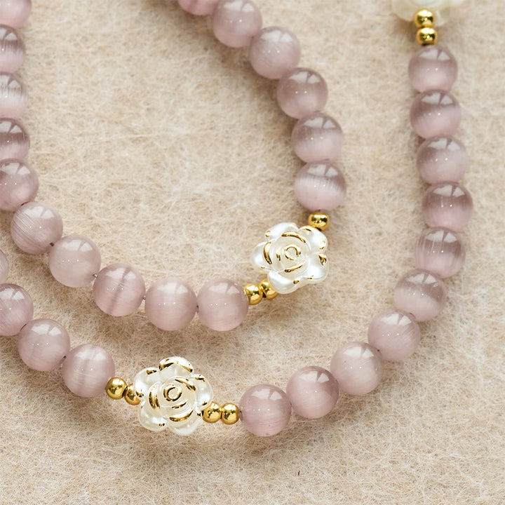 Christianartworkshop Cat's Eye & Rose Devotion Rosary in Lavender & Pink: Holy Mother Centerpiece for Gentle Prayer - image 8