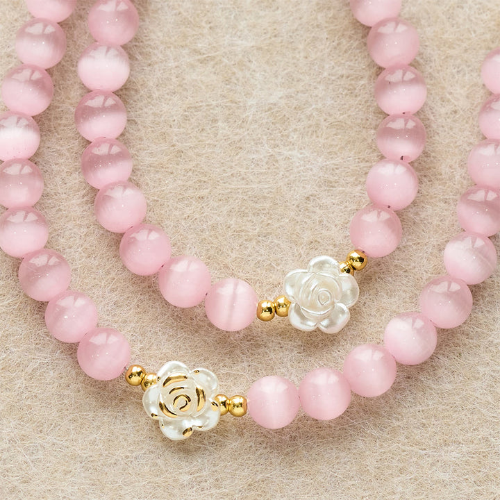 Christianartworkshop Cat's Eye & Rose Devotion Rosary in Lavender & Pink: Holy Mother Centerpiece for Gentle Prayer - image 16