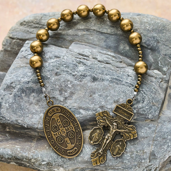 Christianartworkshop The Four Protect Battle Beads Pocket Rosary Series in 4 Warrior Finishes - Bronze - image 10