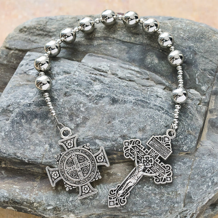 Christianartworkshop The Four Protect Battle Beads Pocket Rosary Series in 4 Warrior Finishes - Silver - image 4