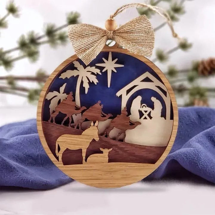 Christianartworkshop Rustic Style Holy Night Three Wise Men Christmas Nativity Hanging Ornaments - image 2