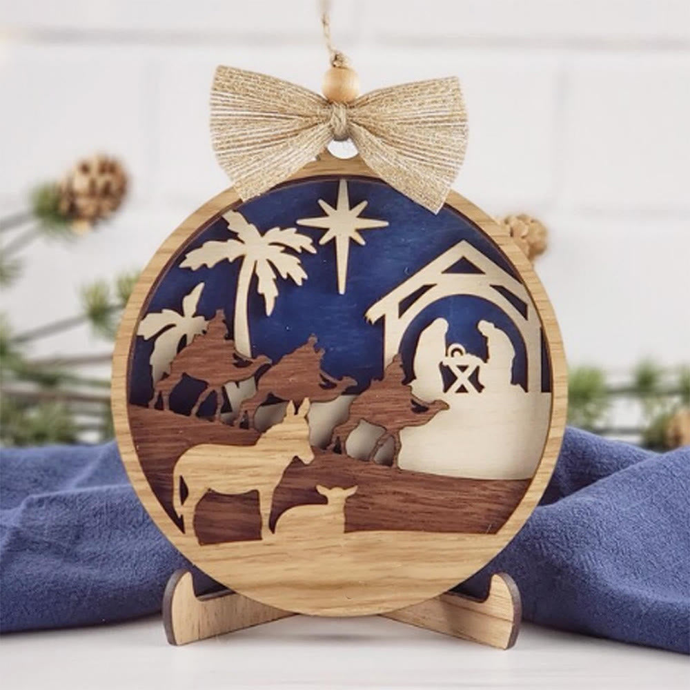 Christianartworkshop Rustic Style Holy Night Three Wise Men Christmas Nativity Hanging Ornaments - image 3
