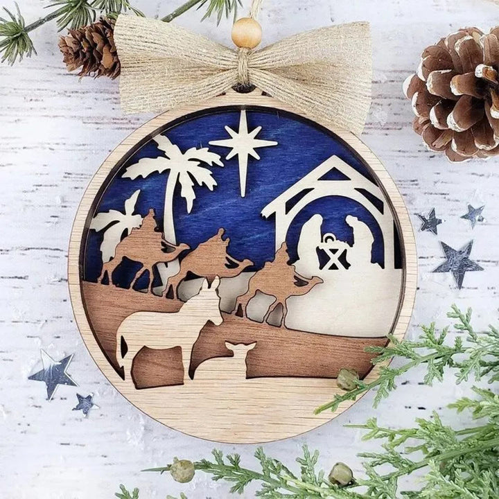 Christianartworkshop Rustic Style Holy Night Three Wise Men Christmas Nativity Hanging Ornaments - Nativity Scene - image 0