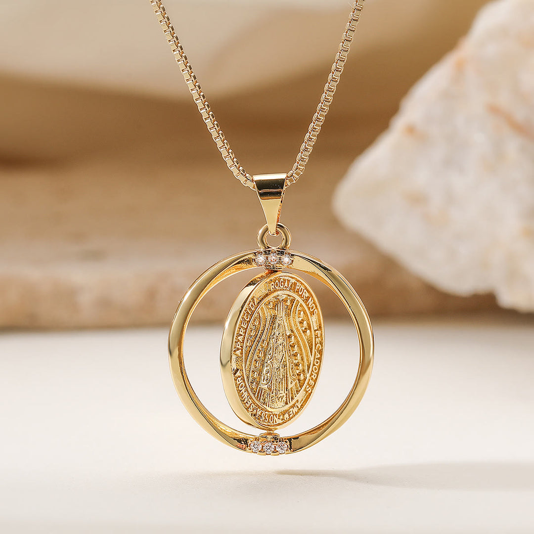 Christianartworkshop Rotating Our Lady of Aparecida Necklace: Dual-Tone Grace for Daily Wear - image 1