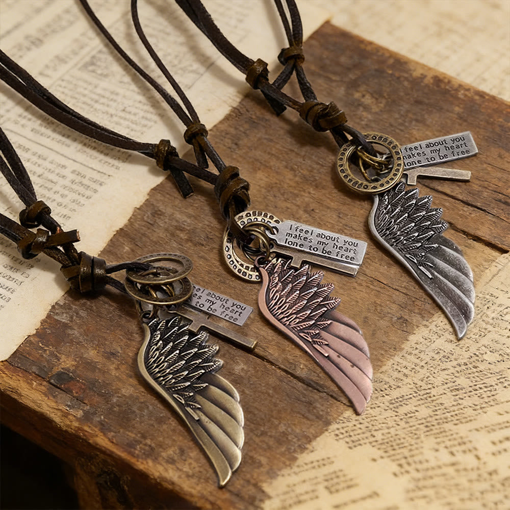 Christianartworkshop Vintage Angel Wing & Cross Necklace: His Care for Daily Wear - image 1