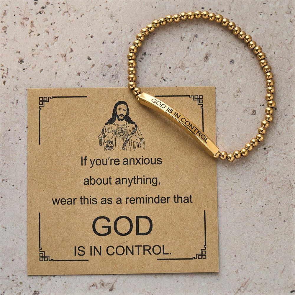 Christianartworkshop GOD IS IN CONTROL Beaded Bracelet: His Sovereignty for Daily Wear - Golden - image 3