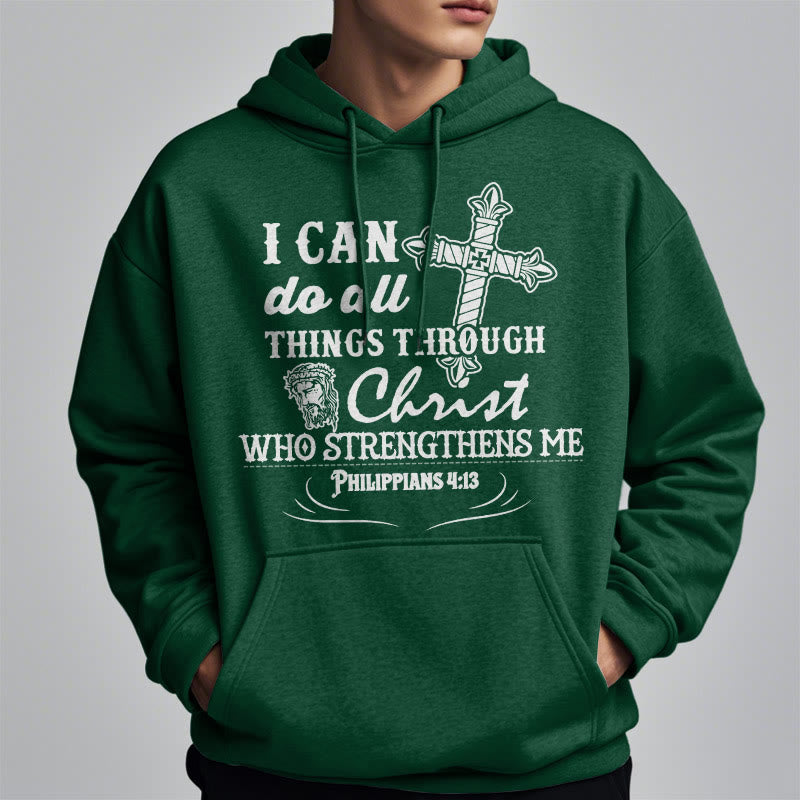 Christianartworkshop Quotation Style I Can Do All Things Fleece Lined Polyester Hoodie - image 14