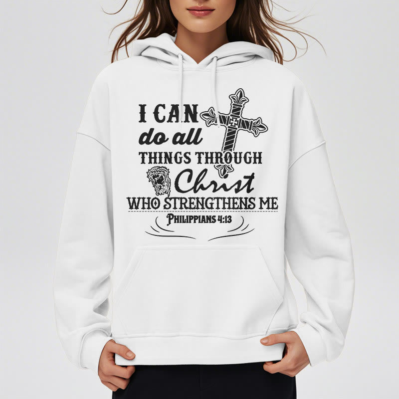 Christianartworkshop Quotation Style I Can Do All Things Fleece Lined Polyester Hoodie - image 5