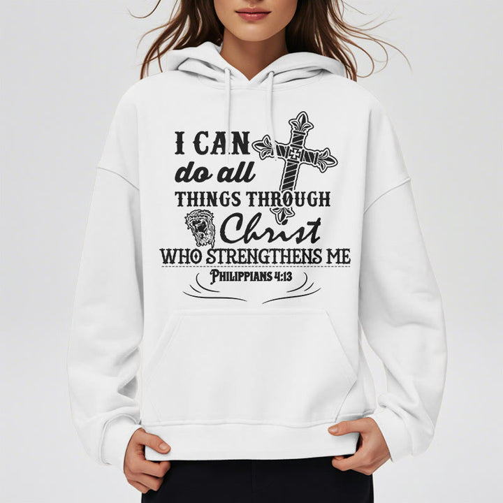 Christianartworkshop Quotation Style I Can Do All Things Fleece Lined Polyester Hoodie - image 5
