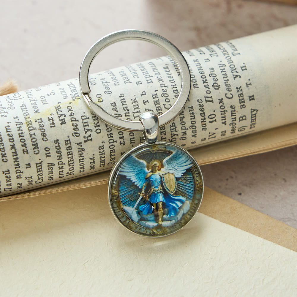 Christianartworkshop Classic Religious Armor Guardian Angel St. Micheal Keychain: Enduring Emblem of Heavenly Valor - image 3