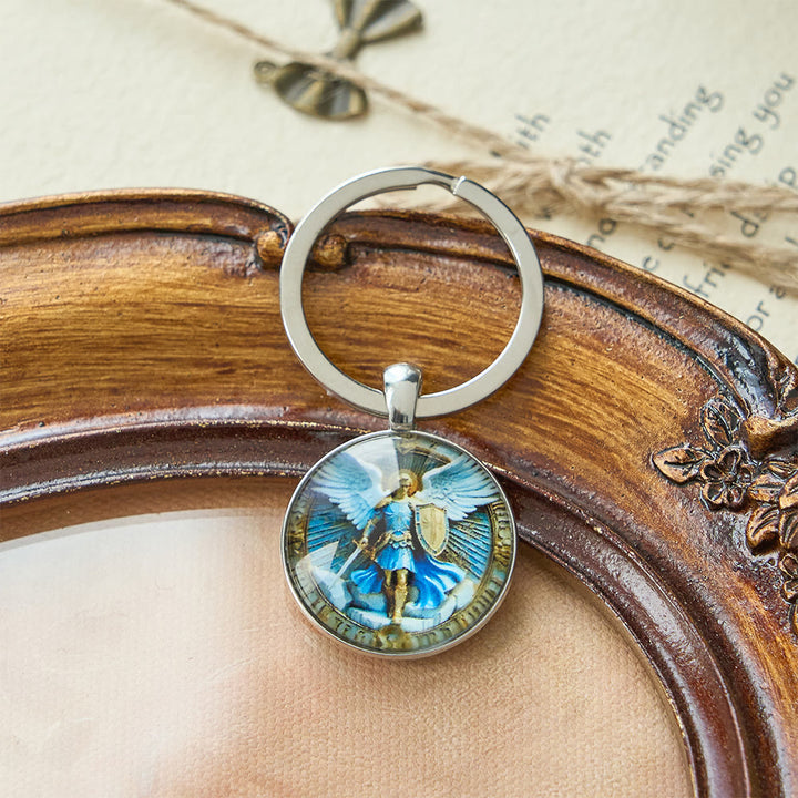 Christianartworkshop Classic Religious Armor Guardian Angel St. Micheal Keychain: Enduring Emblem of Heavenly Valor - image 2