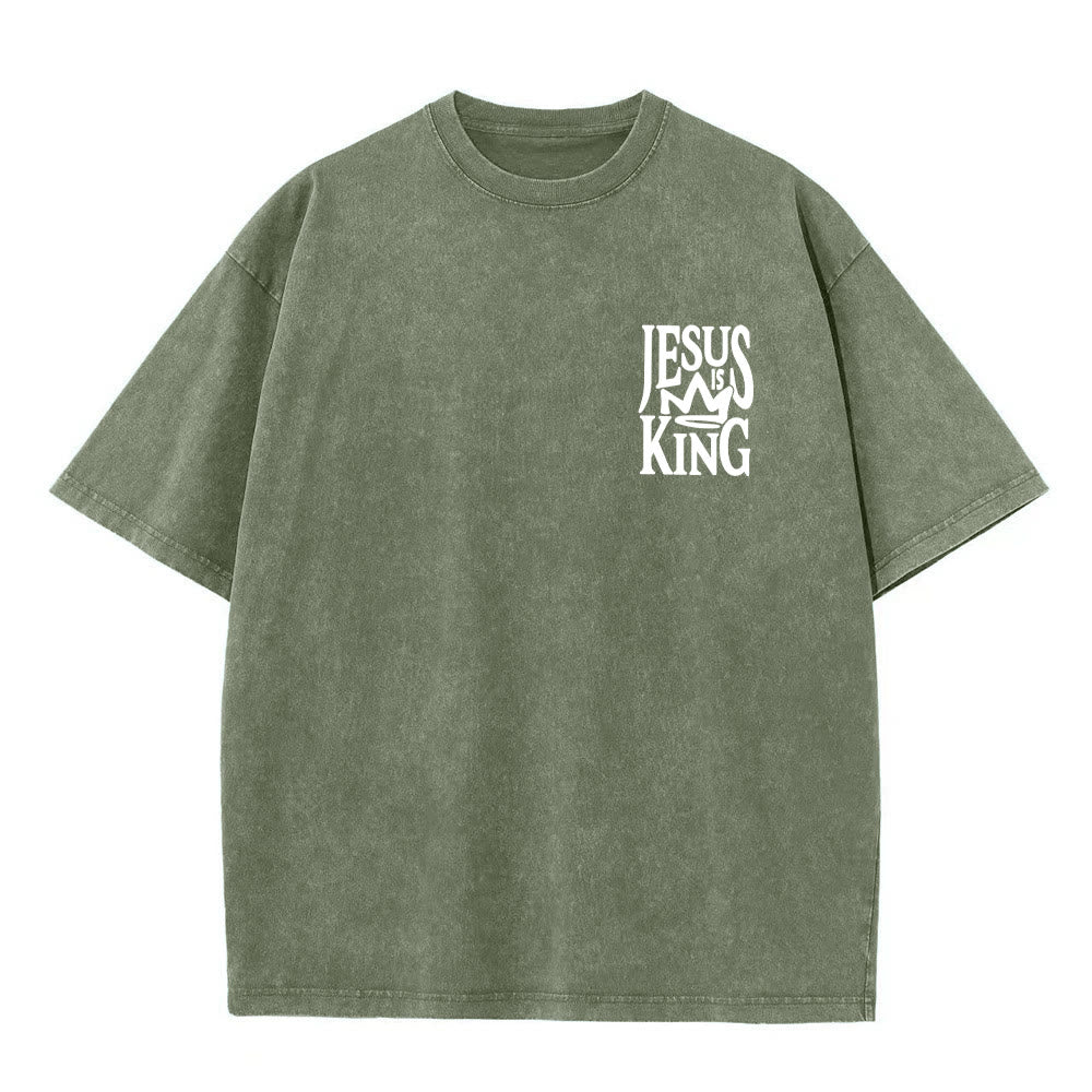 Christianartworkshop Jesus is King Statement Unisex Washed T-Shirt - image 15