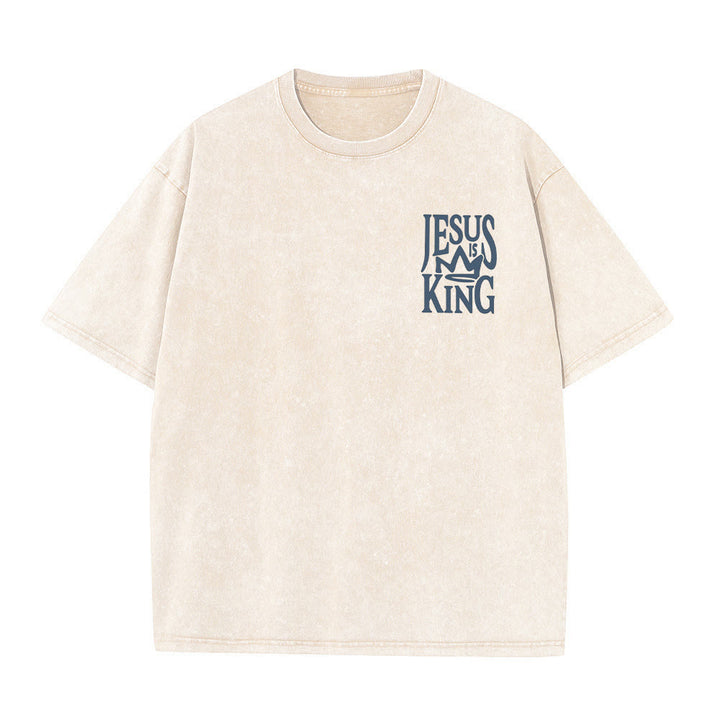 Christianartworkshop Jesus is King Statement Unisex Washed T-Shirt - image 3